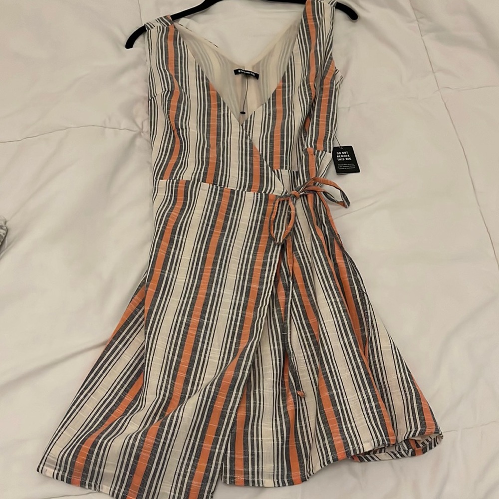 Express Striped Wrap Dress